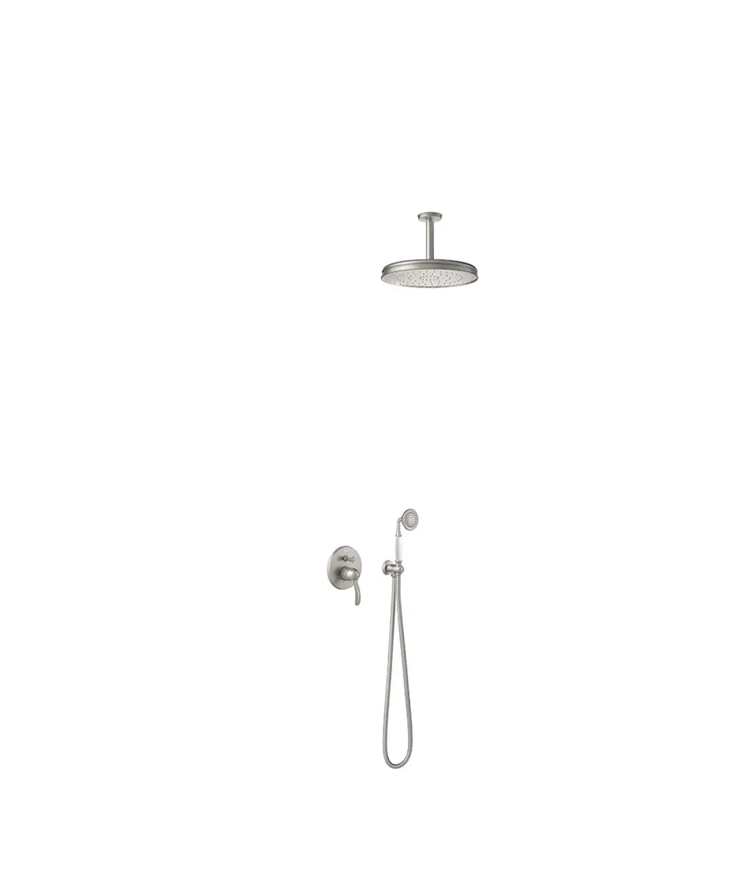 Columna de ducha monomando empotrado de vías para ducha con inversor y brazo a techo acero Tres Clasic Tres 0