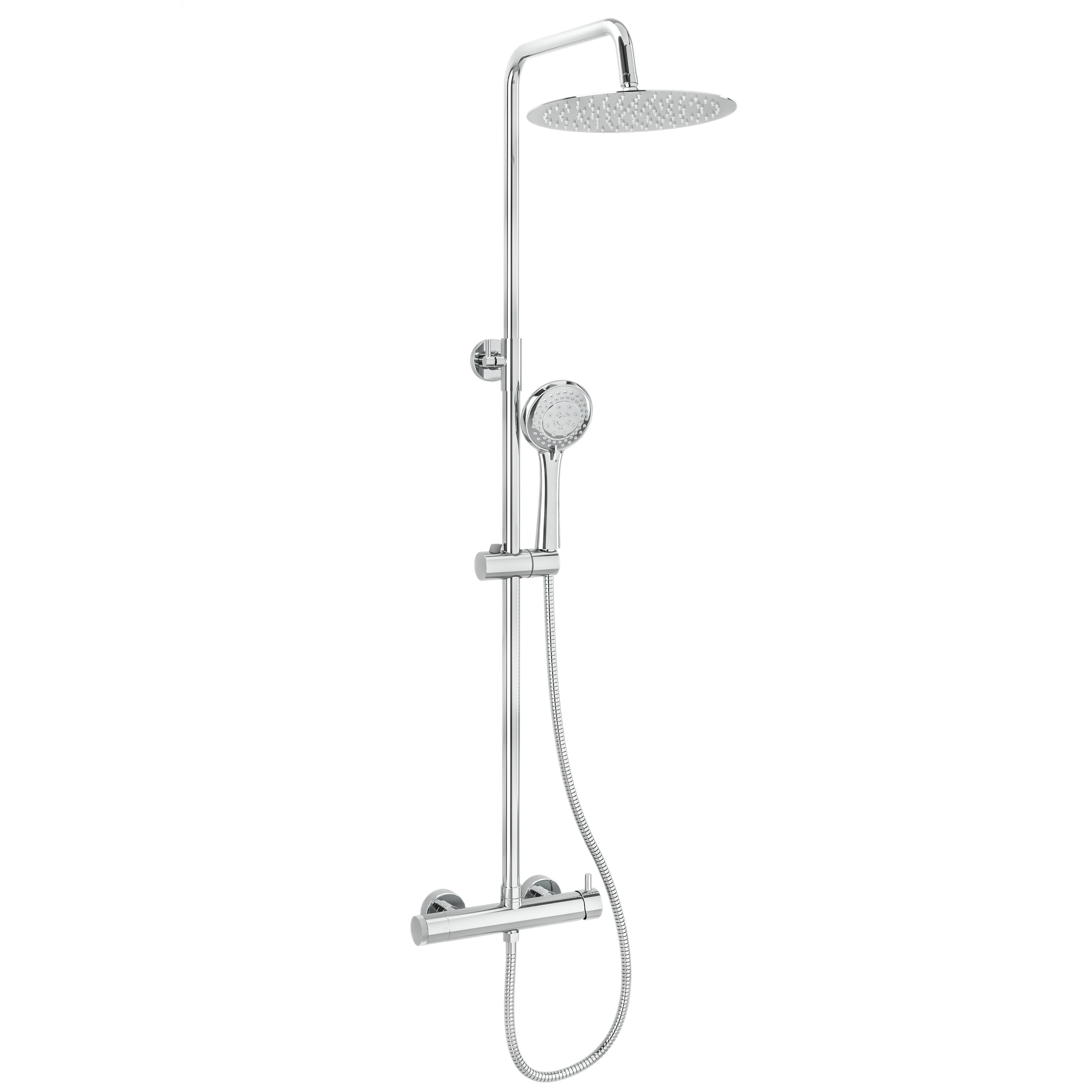 Columna de ducha monomando redonda cromada de 80 a 120 cm Jabalón de Valaz 0