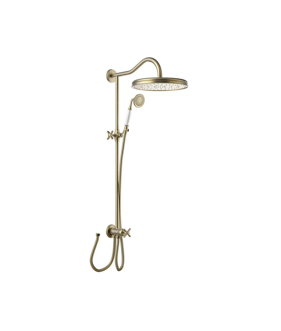 Columna de ducha Pack de barra de ducha adaptable con inversor y rociador latón viejo mate Tres Clasic Tres 0