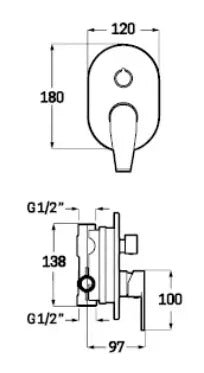 Conjunto de ducha a techo de latón con acabado cromado Arvet Källa 1