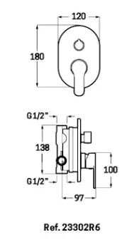 Conjunto de ducha a techo Omnia latón cromado de Källa 1