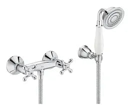 Conjunto de grifo bimando para ducha de pared con acabado cromado Carmen Roca 0