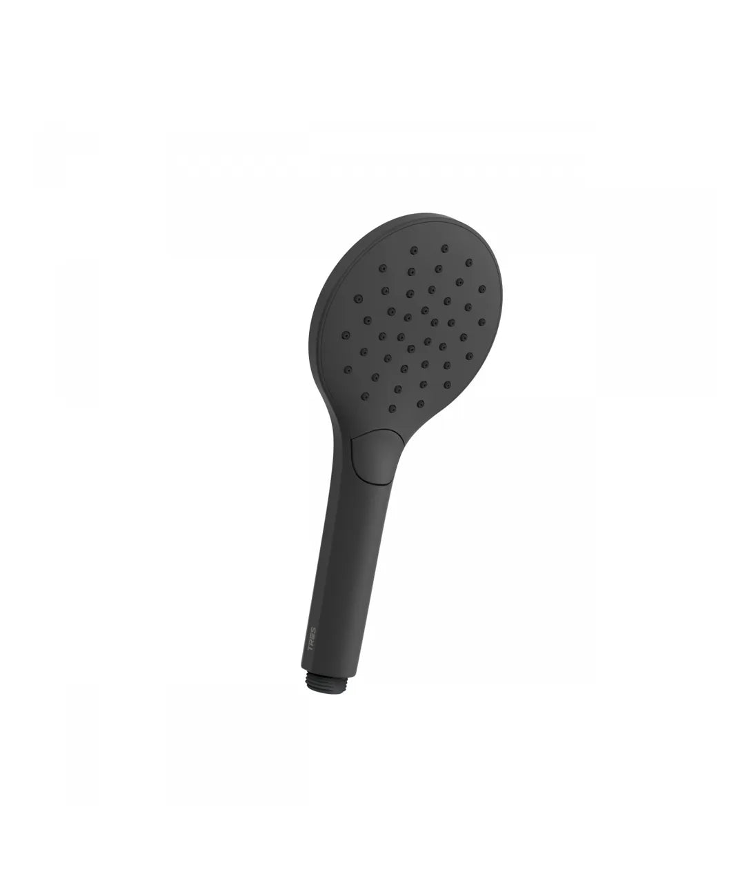 Ducha de mano con cabezal redondo fabricado en ABS con acabado negro mate de TRES 0