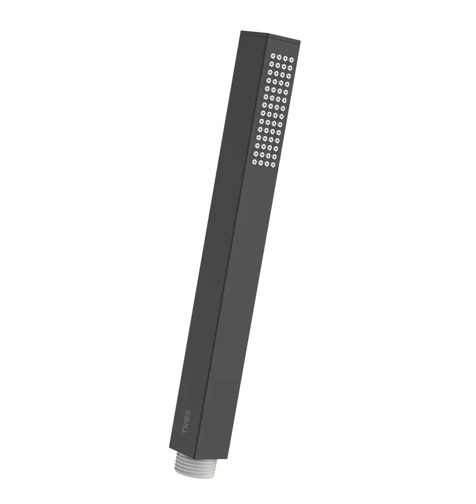 Ducha de mano rectangular para baño de latón con acabado negro mate TRES 0