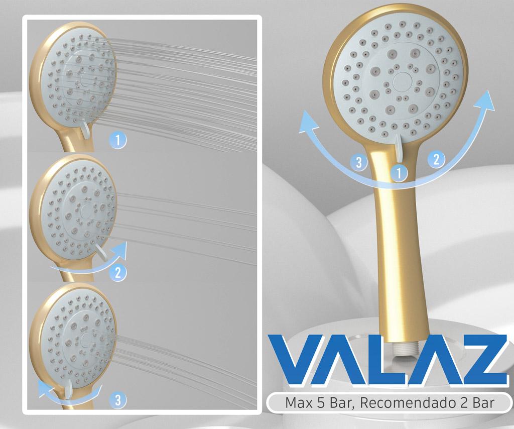 Ducha empotrada monomando pared redonda oro mate con protección PVD con maneta ancha 20cm Cabriel de Valaz 6