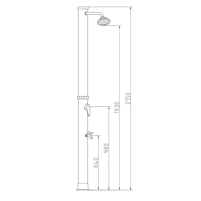 Ducha solar recta exterior para jardín y piscina depósito 18 litros acero inoxidable y PVC de Valaz 4
