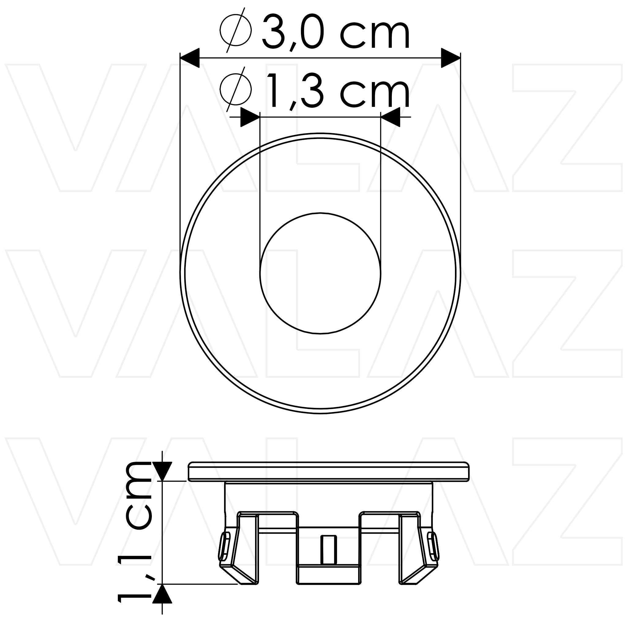 Embellcedor rebosadero lavabo resistente con acabado cromado brillante y ajuste perfecto de Valaz 1