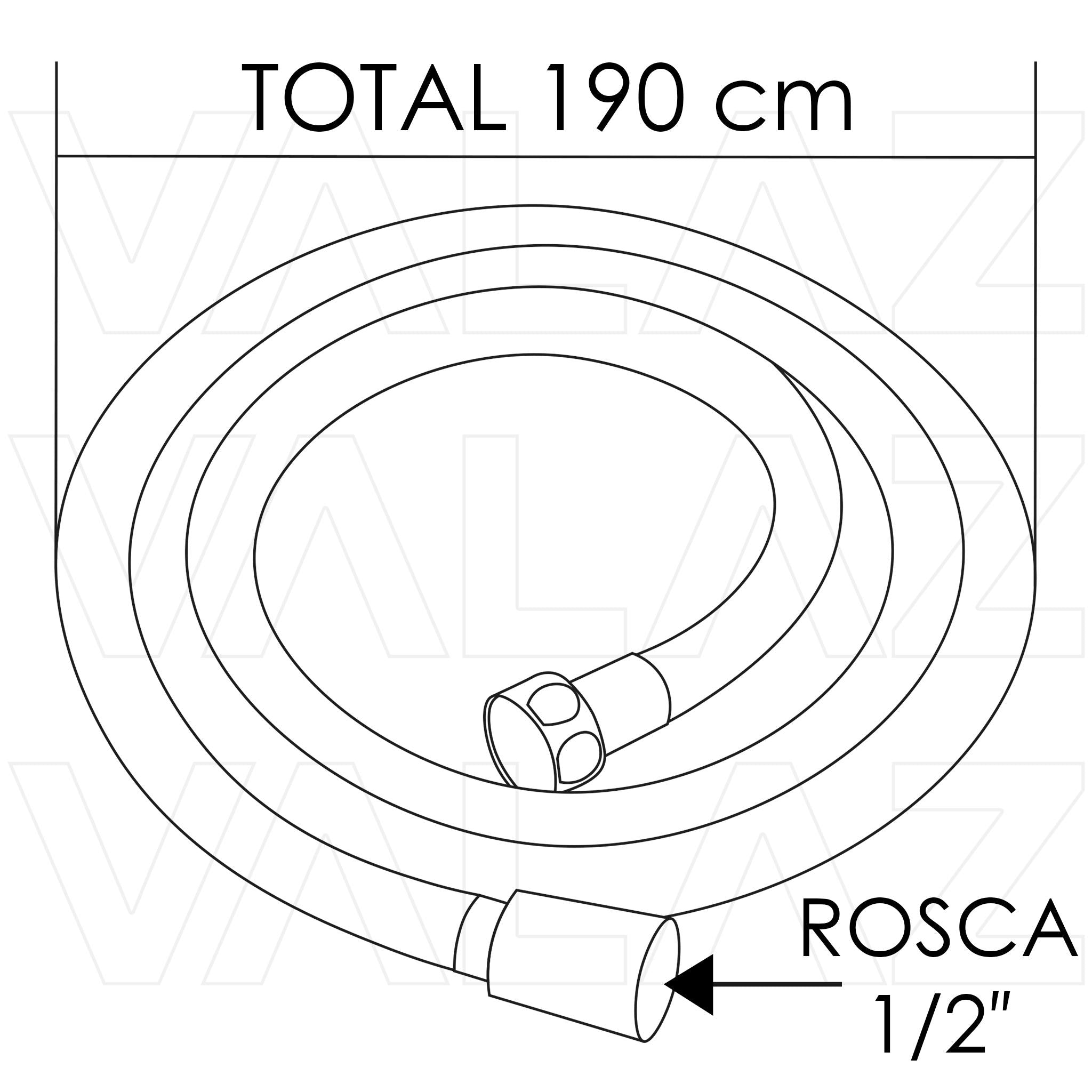 Flexo anillado cromado 190 cm antitorsión rosca 1/2 de Valaz 1