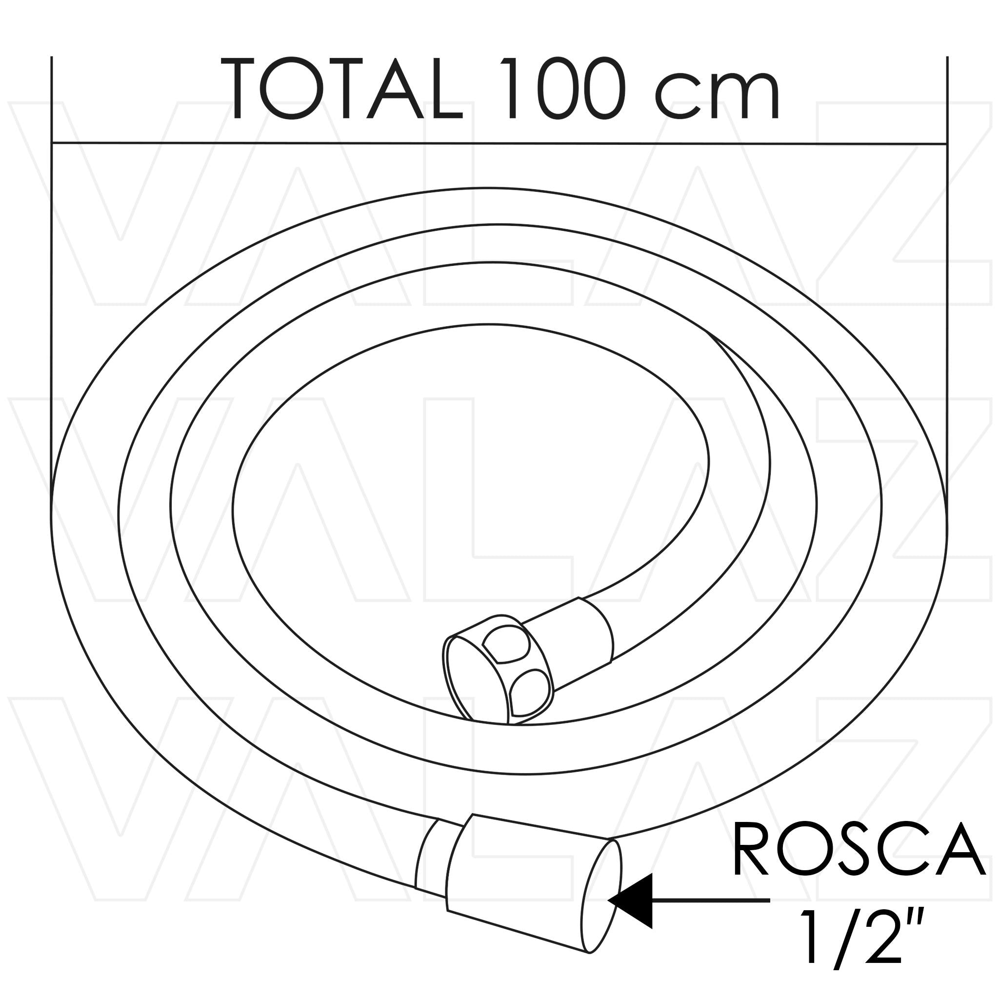 Flexo antitorsión cromado 100 cm rosca de media pulgada de Valaz 1