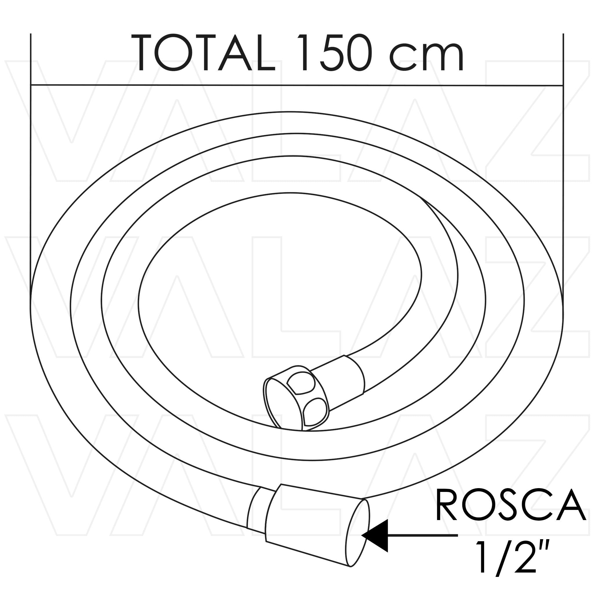 Flexo de ducha en PVC dorado cepillado mate 150 cm rosca 1/2 de Valaz 1