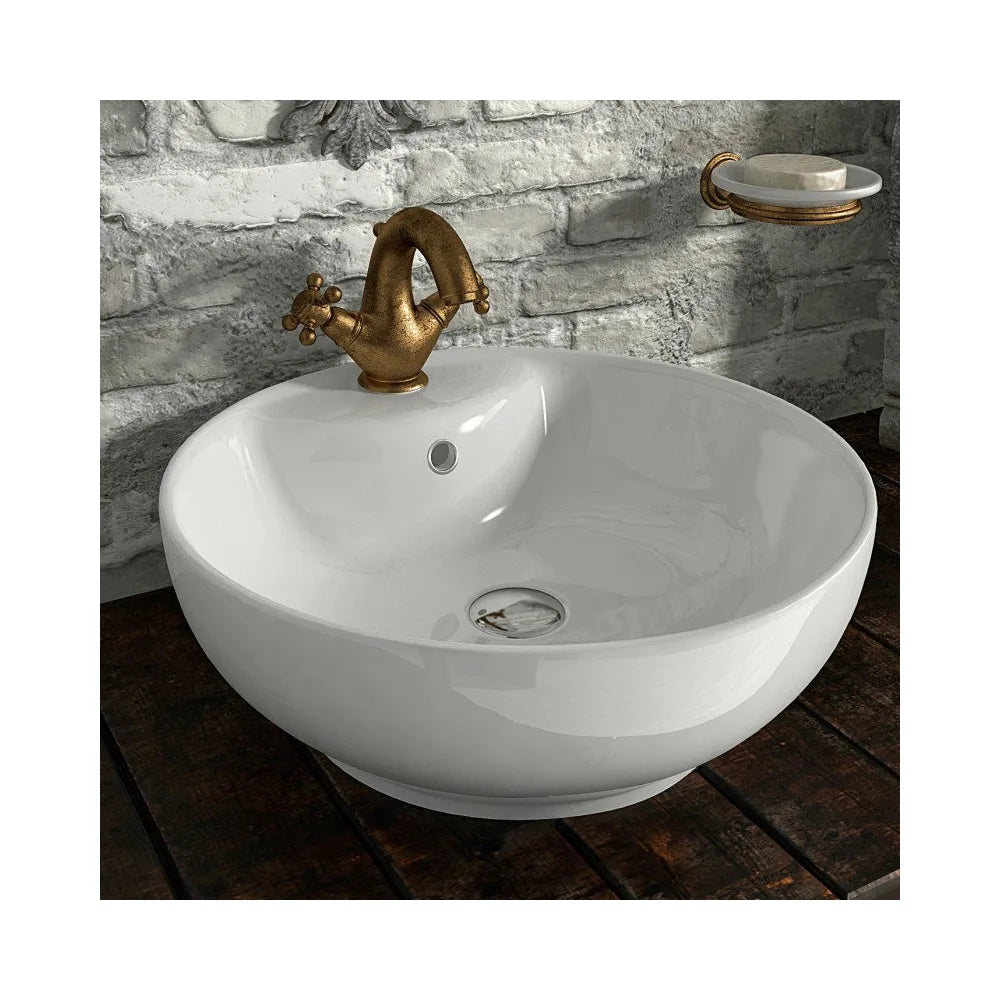 Lavabo Sobre Encimera Bowl Fossil Natura Blanco Brillo - Vista 1