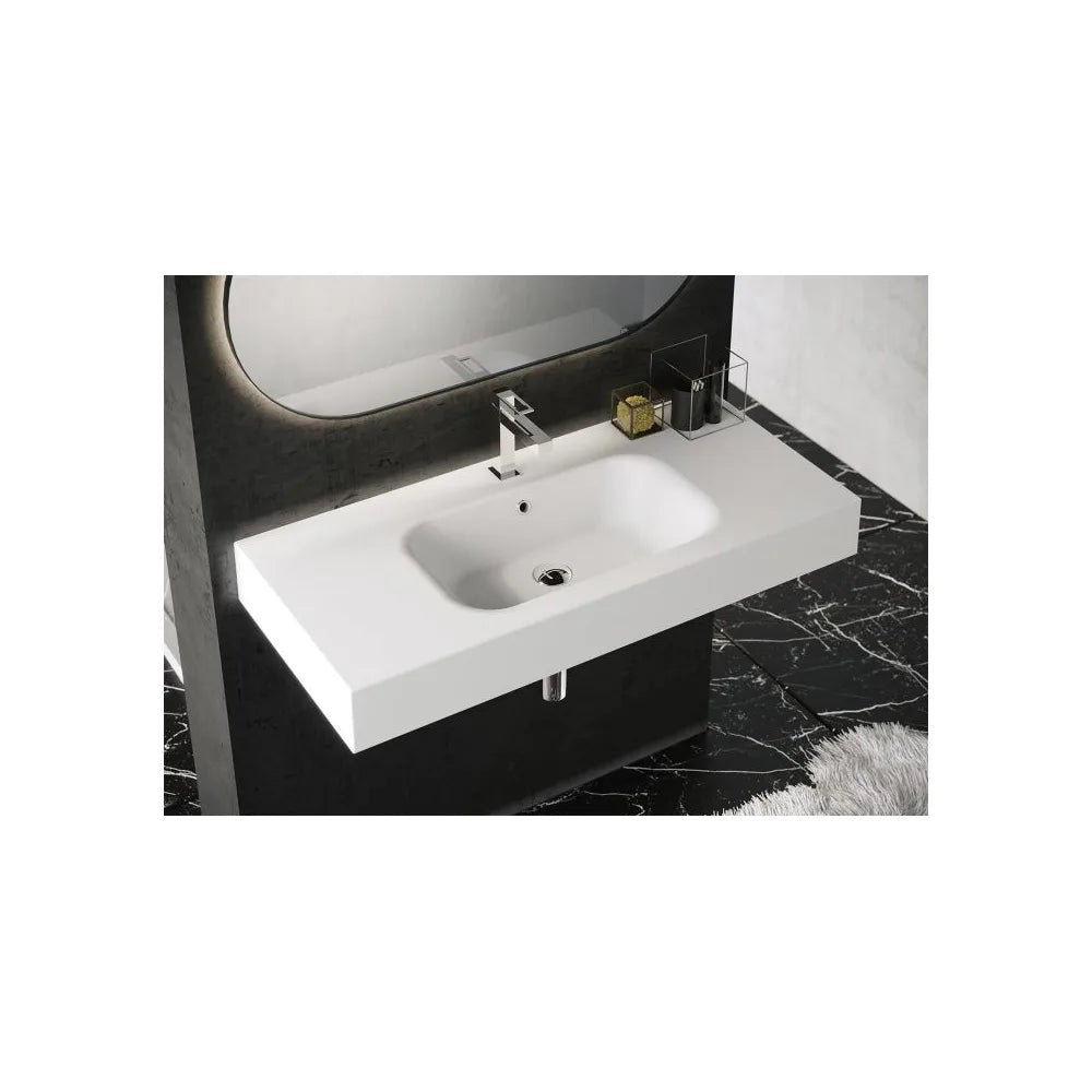 Lavabo Suspendido Malik Fossil Natura Blanco Mate - Vista 2