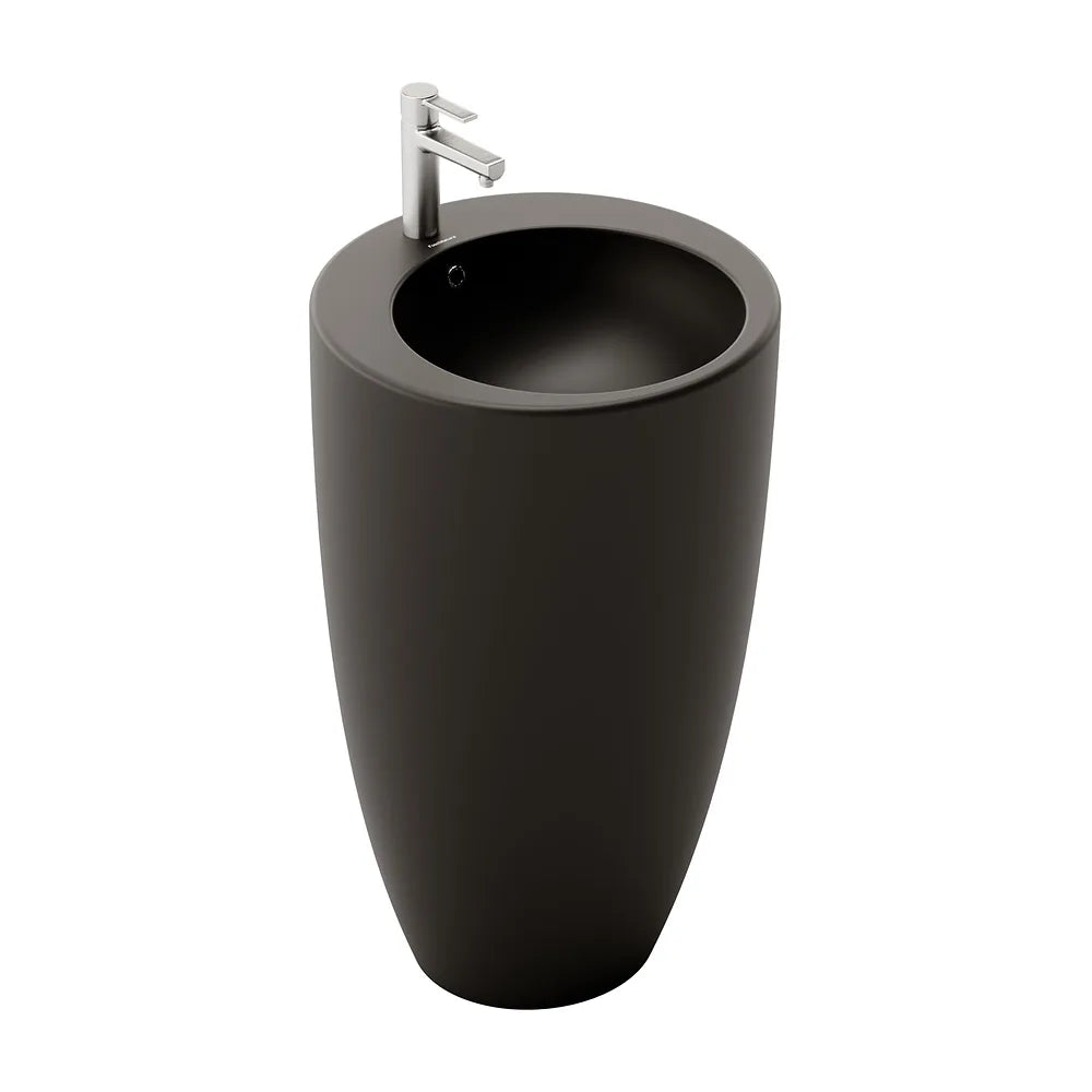 Lavabo con Pedestal Bolonia Fossil Natura Negro Mate - Vista 1