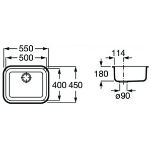 ROCA PORTO A870R10500 Fregadero sobre encimera hecho en acero inoxidable con diseño de una cubeta - MerkiMarket