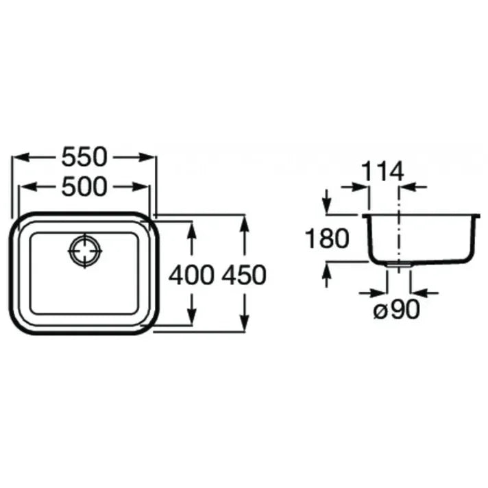 ROCA PORTO A870R10500 Fregadero sobre encimera hecho en acero inoxidable con diseño de una cubeta - MerkiMarket