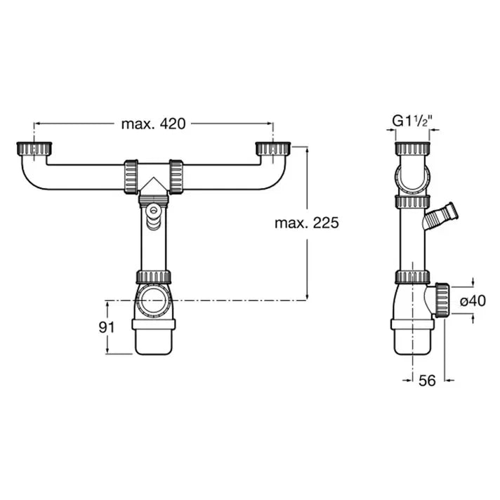 ROCA E A870420903 Fregadero con doble cubeta para instalación empotrada de 90 cm fabricado en acero inoxidable - MerkiMarket
