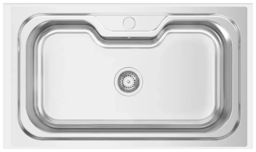 Fregadero de cocina de un seno rectangular de acero inoxidable sobre encimera Big One de Aquore 0