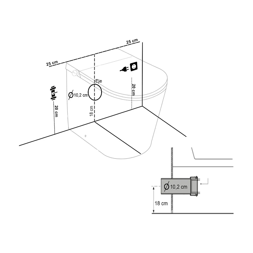 Inodoro Japonés Inteligente con sensor automático fabricado en cerámica blanca Ovian Plus Nashi - Vista 17