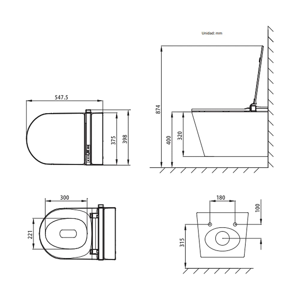 Asiento de Inodoro Inteligente Bidet Inodoro inteligente con asiento calefactable de secado ultra rápido para baño moderno iAnna SUS Nashi - Vista 2