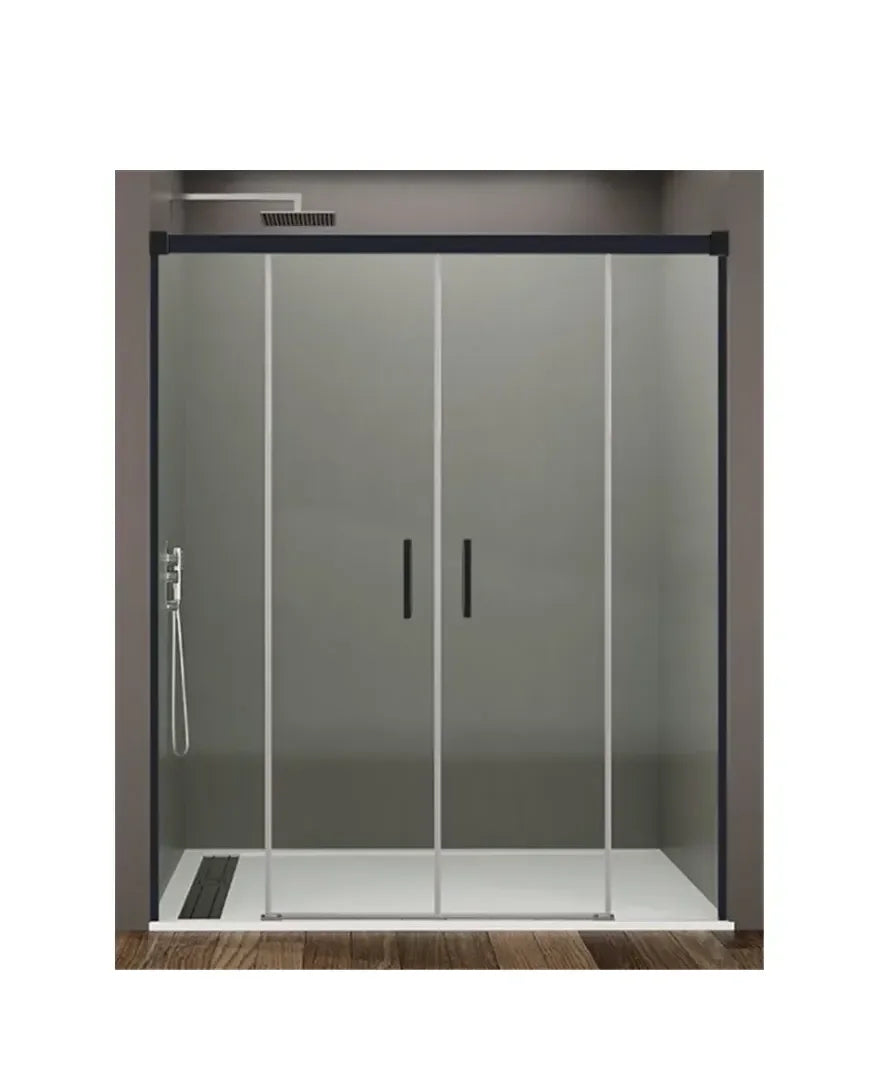 GME BASIC NEGRO Paroi de douche de type frontal avec 2 panneaux fixes et 2 panneaux coulissants