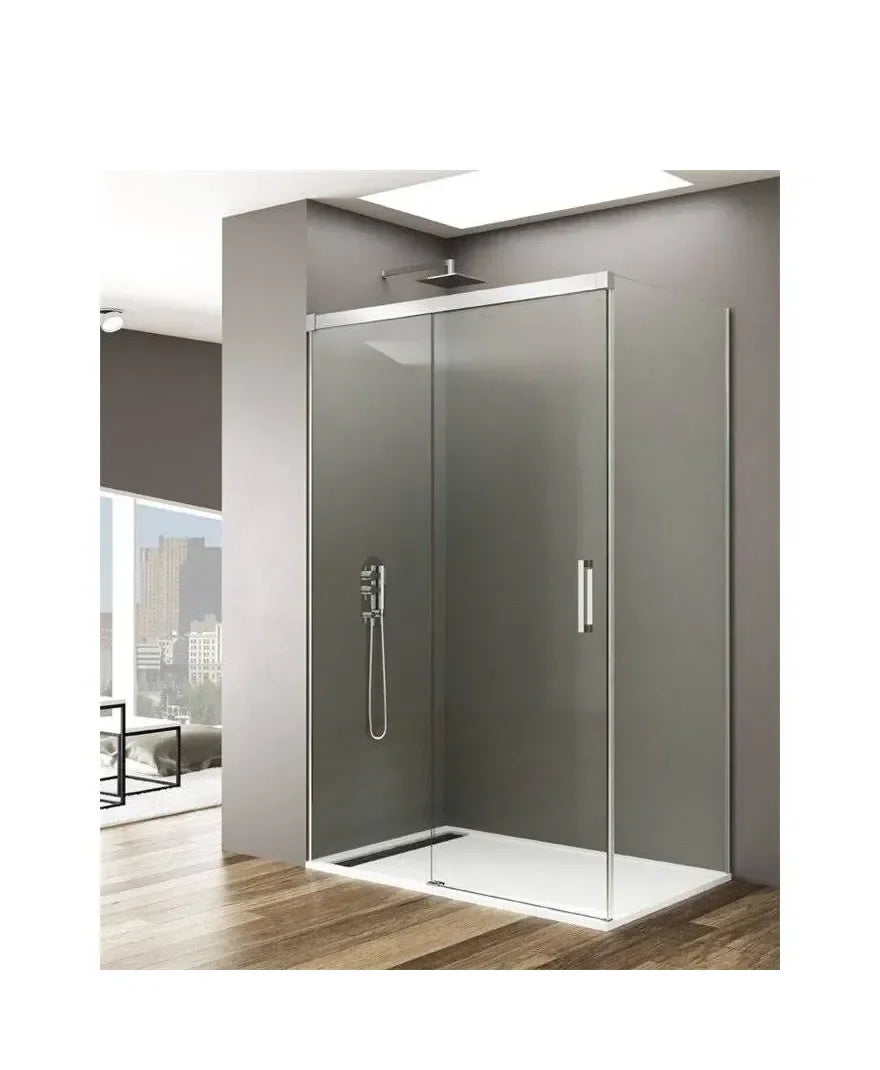 GME BASIC Cabine angulaire avec 1 porte coulissante fabriquée en verre trempé de sécurité