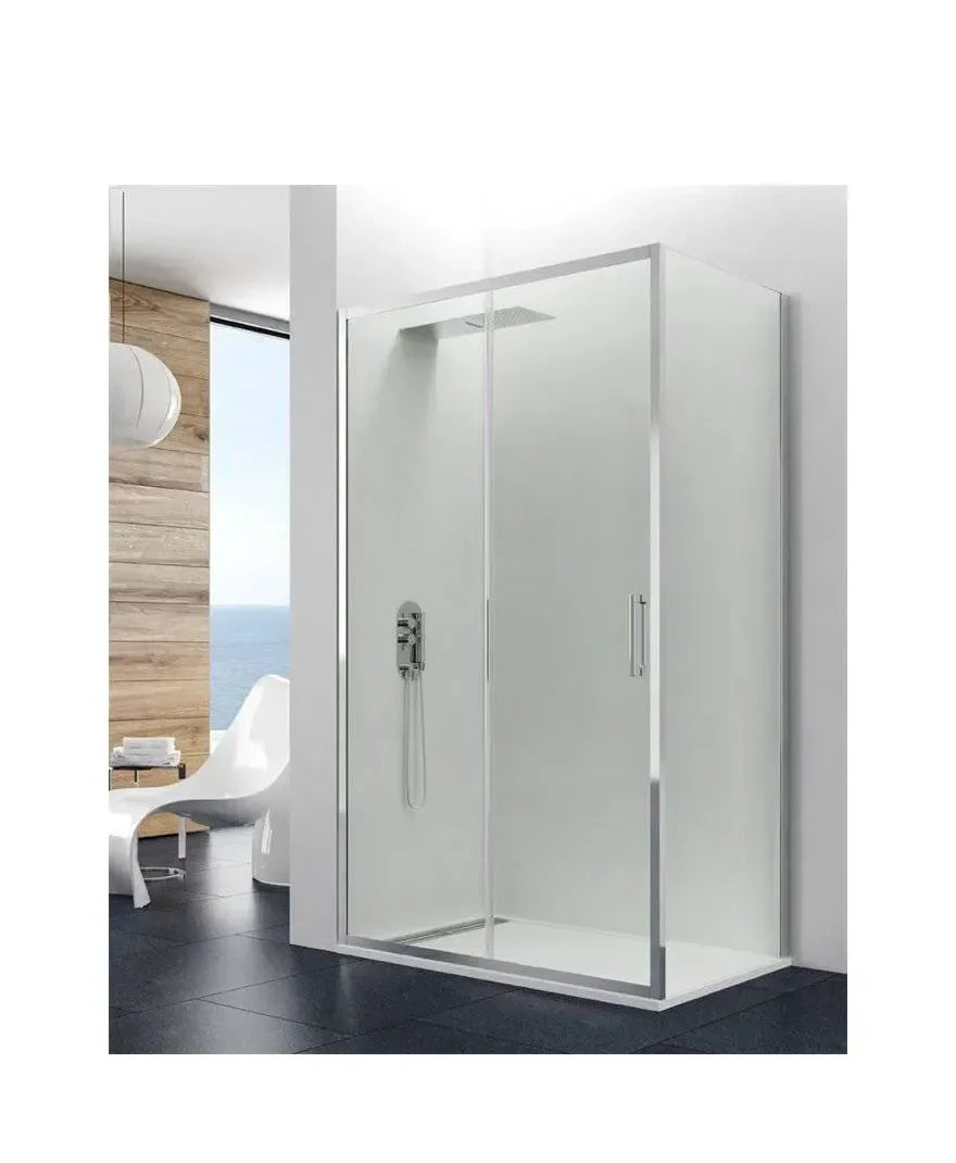 GME PRESTIGE Paroi angulaire avec 1 porte coulissante fabriquée en verre trempé de sécurité de 8 mm