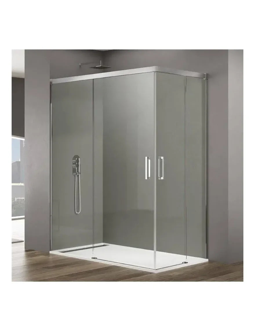GME BASIC Paroi angulaire à 2 portes coulissantes fabriquée en verre trempé de sécurité de 6 mm