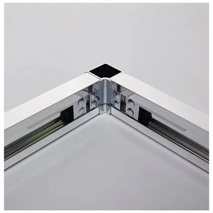 Mampara angular con 2 hojas correderas fabricada en vidrio de seguridad templado de 6 mm de GME