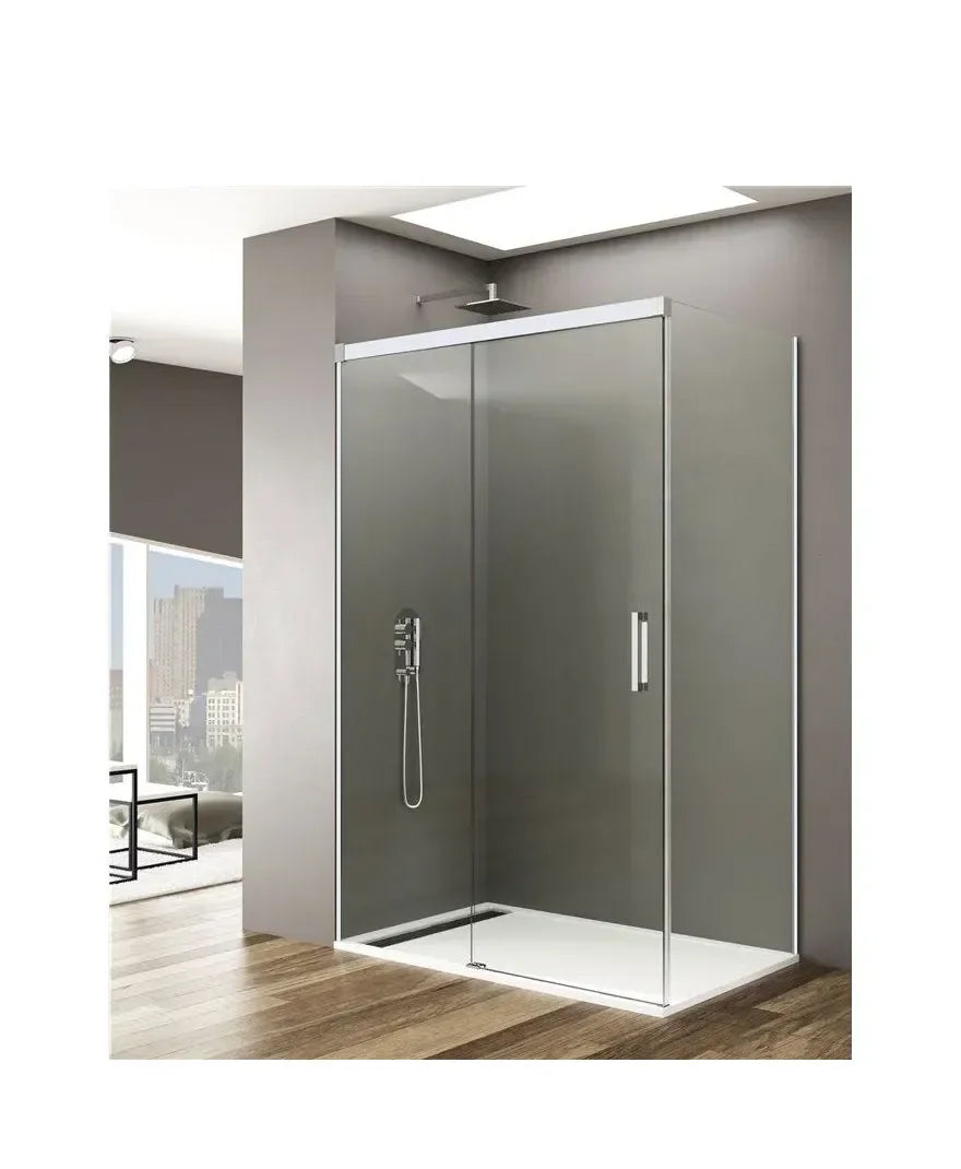 GME BASIC BLANCO Cabine de douche angulaire avec porte coulissante et une fixe