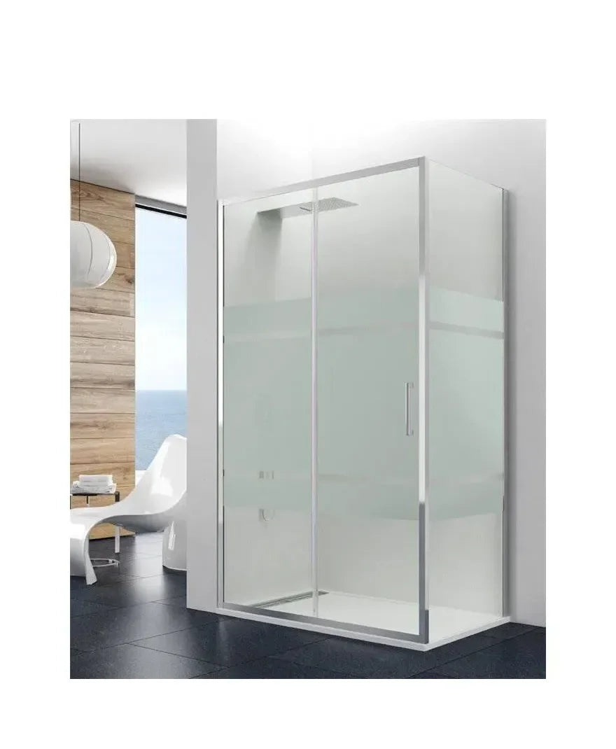 GME PRESTIGE Paroi angulaire avec porte coulissante fabriquée en verre trempé de sécurité de 8 mm