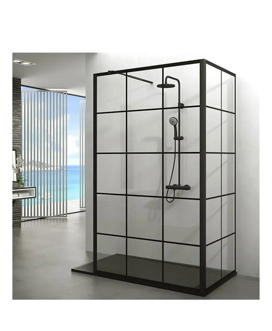 GME SCREEN BLACK CHESS ANGULAR Paroi de douche frontale avec 2 panneaux fixes, finition noir mat