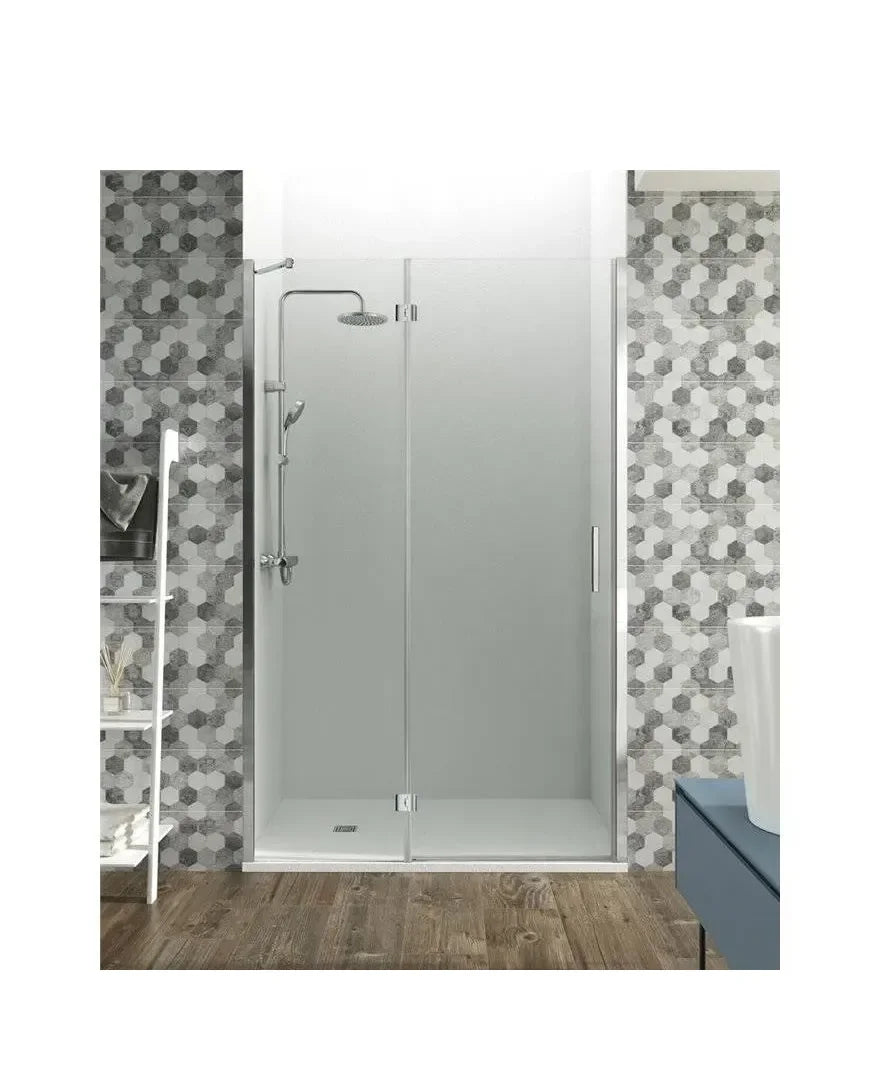 GME GLASS Paroi de douche frontale avec une vitre fixe et une porte battante en verre trempé