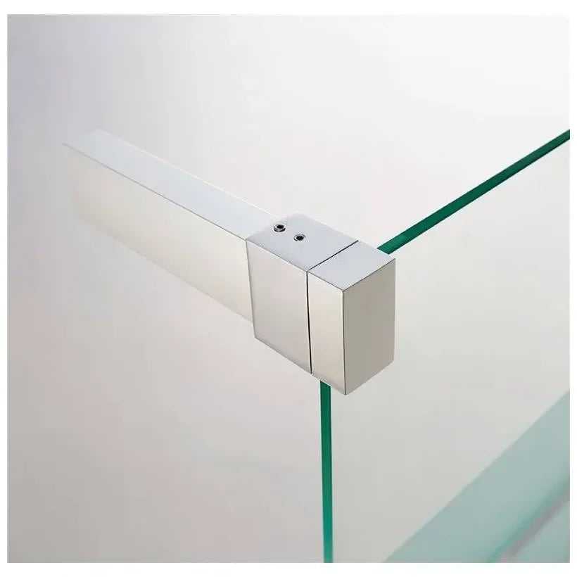 Mampara angular de 2 hojas correderas fabricada en vidrio serigrafiado de GME