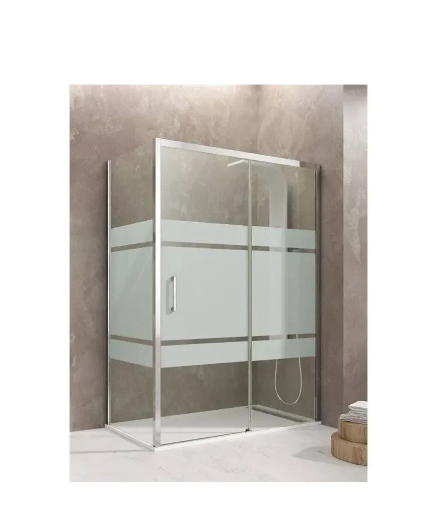 GME AKTUAL Paroi angulaire avec 1 porte coulissante fabriquée en verre sérigraphié