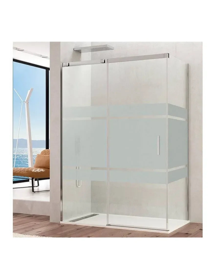 GME TEMPLE Mampara angulaire coulissante fabriquée en verre trempé de sécurité de 6 mm