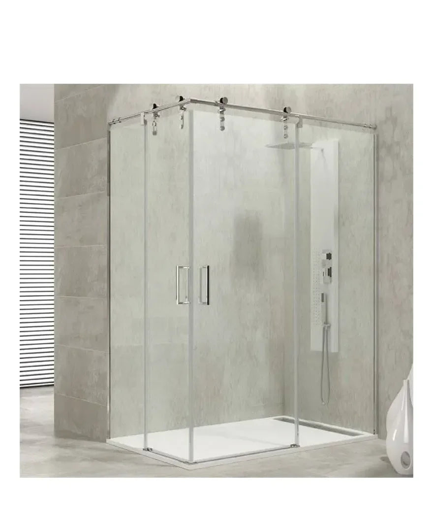 GME MOVING Paroi angulaire à 2 portes coulissantes fabriquée en verre trempé de sécurité de 8 mm