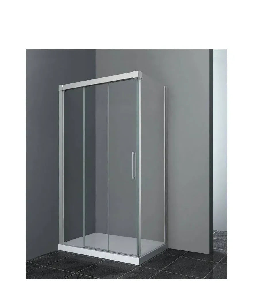 GME TRIO Paroi angulaire avec 2 panneaux coulissants fabriquée en verre trempé de sécurité de 6 mm