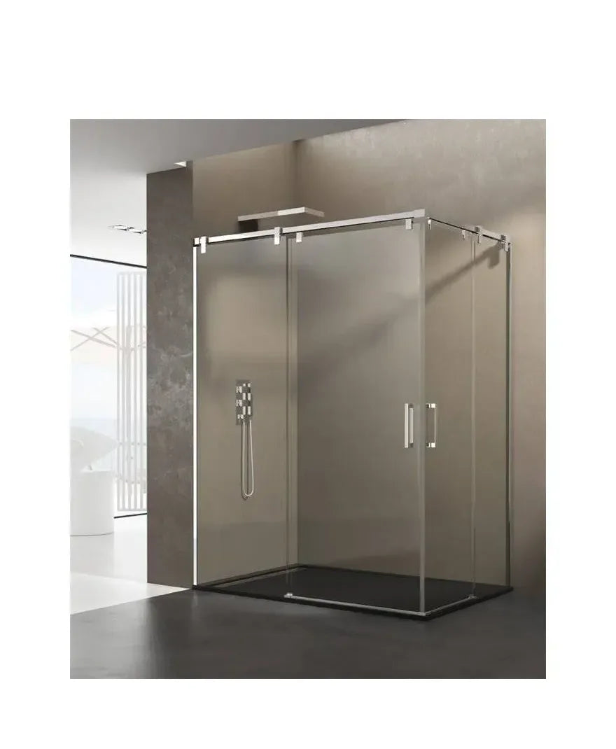 GME FUTURA Paroi angulaire avec 2 panneaux coulissants fabriquée en verre trempé de sécurité de 6 mm