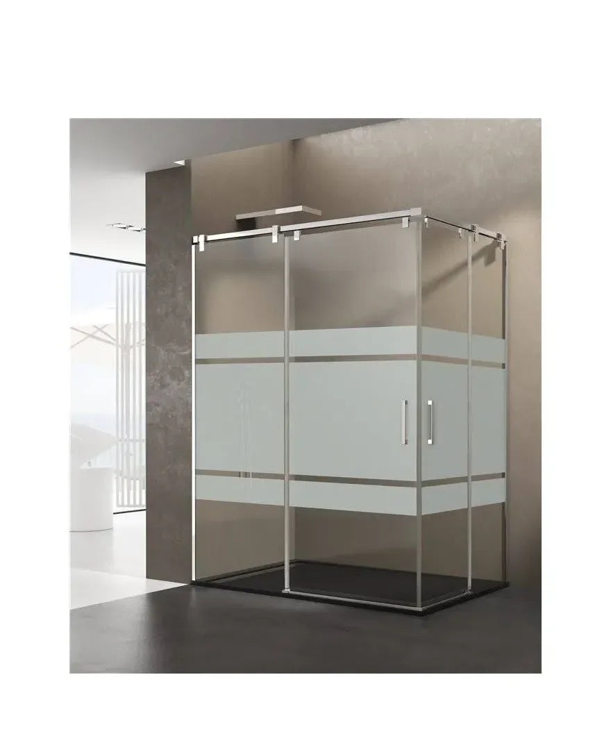 GME FUTURA Paroi angulaire avec 4 panneaux et 2 portes coulissantes, fabriquée en verre trempé de sécurité de 6 mm