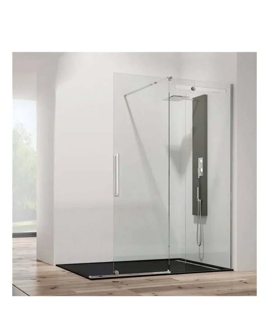 GME VETRUM FREE Paroi frontale coulissante avec profil fabriqué en acier inoxydable