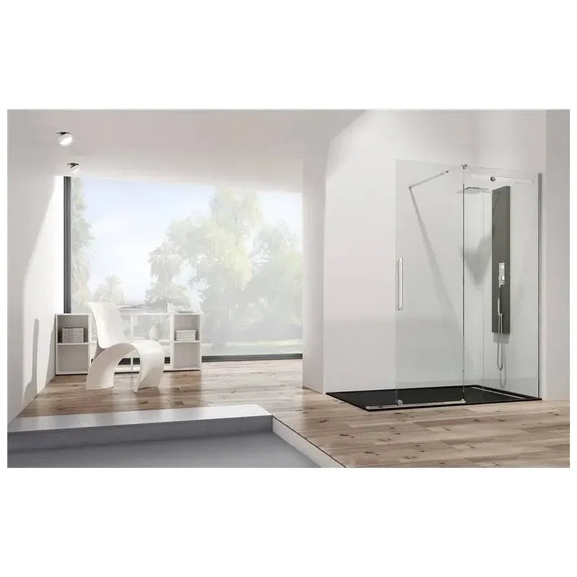 GME VETRUM FREE Paroi frontale coulissante avec profil fabriqué en acier inoxydable