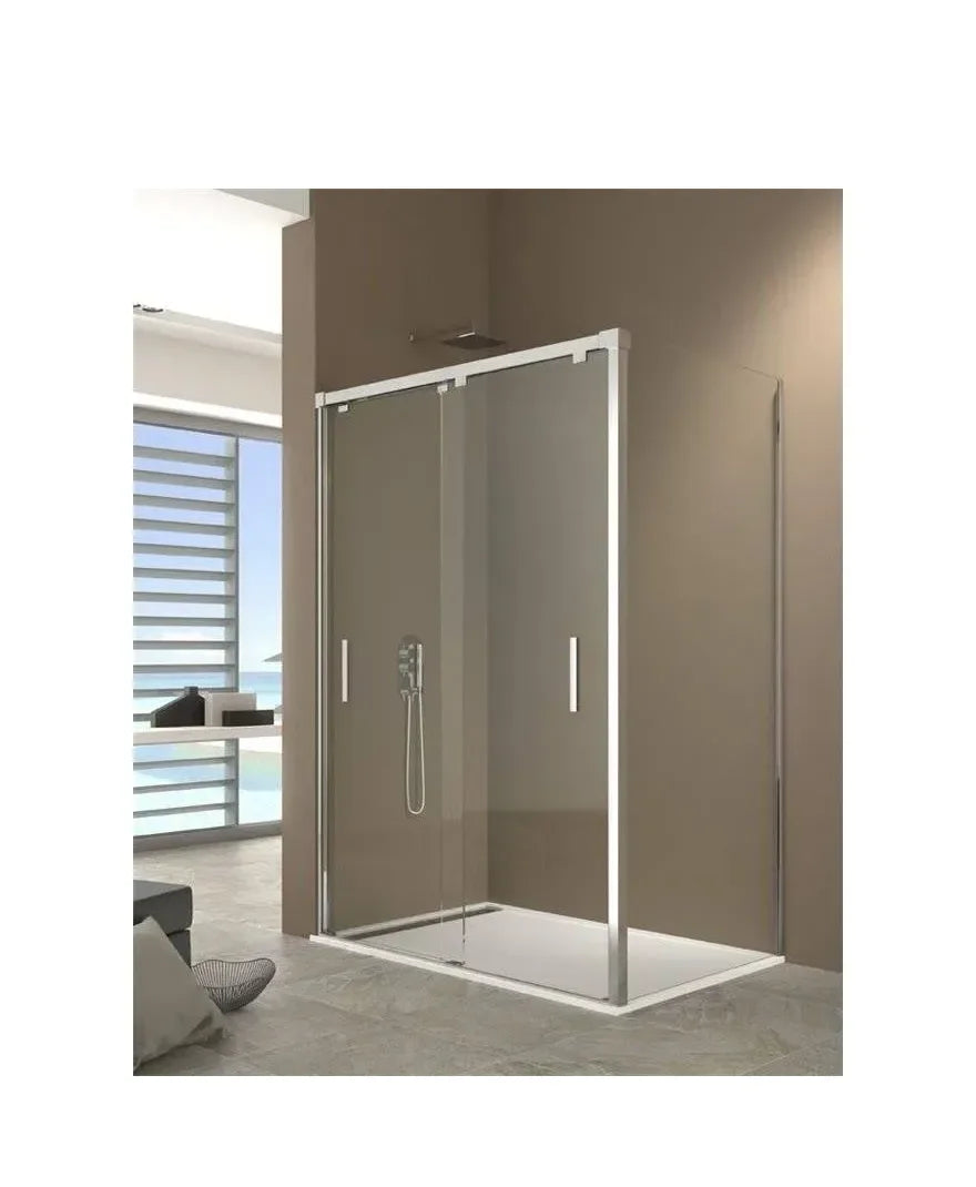 GME BYPASS Paroi angulaire avec 2 portes coulissantes fabriquée en verre trempé de sécurité de 6 mm