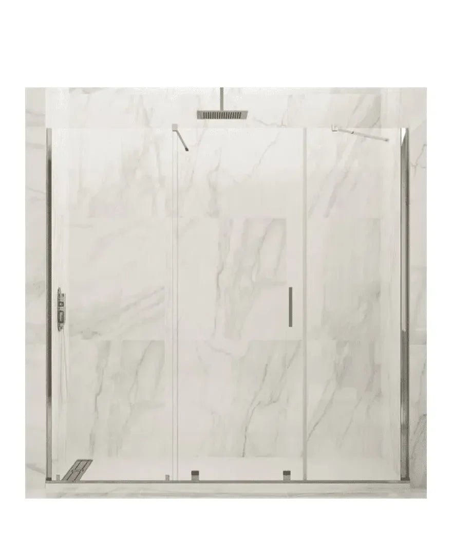 GME VITRO Paroi de douche de type frontal avec 2 panneaux fixes et une porte coulissante