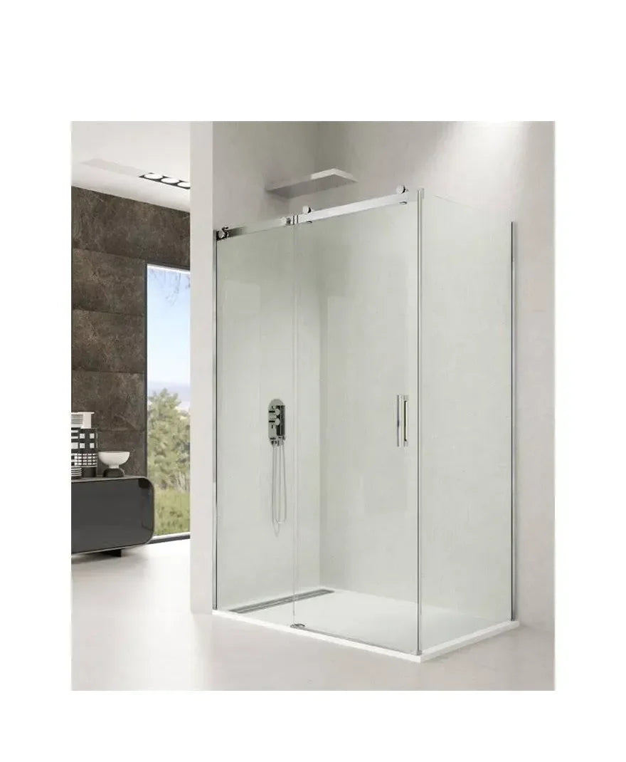 GME ROTARY Paroi angulaire à 1 porte coulissante fabriquée en verre trempé de sécurité de 6 mm