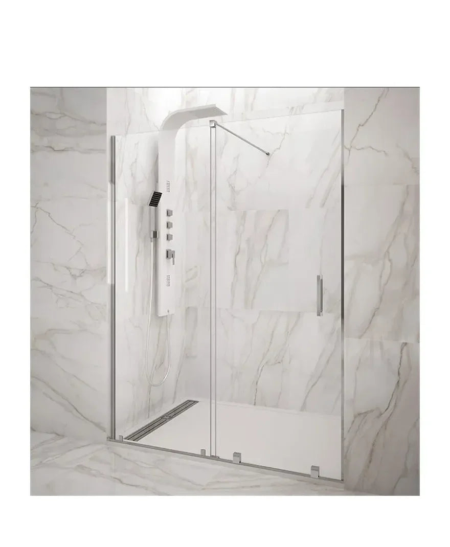 GME VITRO Paroi frontale avec 1 porte coulissante et 1 panneau fixe de 95 à 180 cm de large