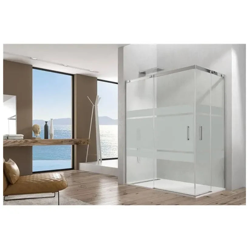 GME TEMPLE Paroi angulaire de 4 panneaux et 2 coulissants fabriquée en verre trempé de sécurité de 6 mm