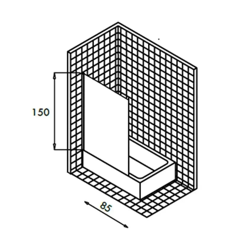 GME OPEN Paroi battante de type frontal pour baignoire avec décor Frost Plus de 85 cm de largeur