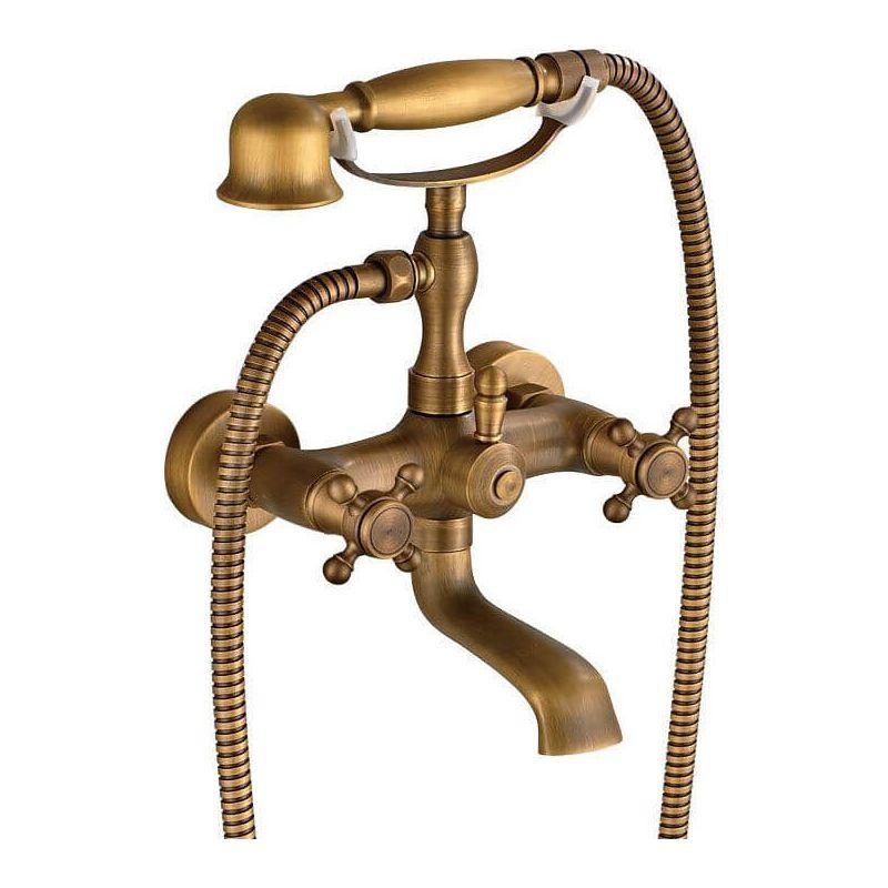 Griferia de banera retro dorado viejo bimando vintage con controles separados para agua fria y caliente Adaja de Valaz 0