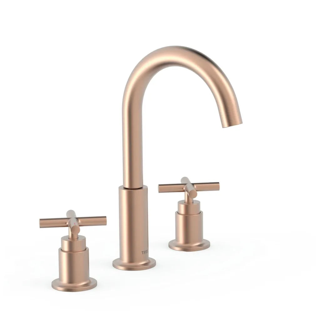 Grifo bimando de lavabo en latón con acabado oro rosa mate MONTBLANC TRES 0