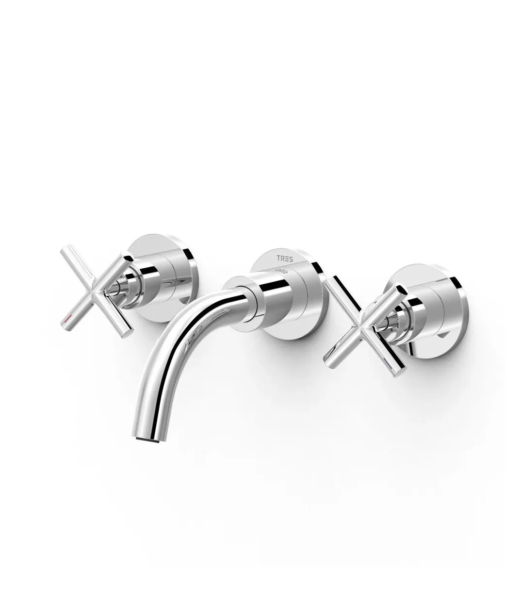 Grifo bimando en batería y empotrado para lavabo fabricado en latón con acabado cromado MONTBLANC TRES 0